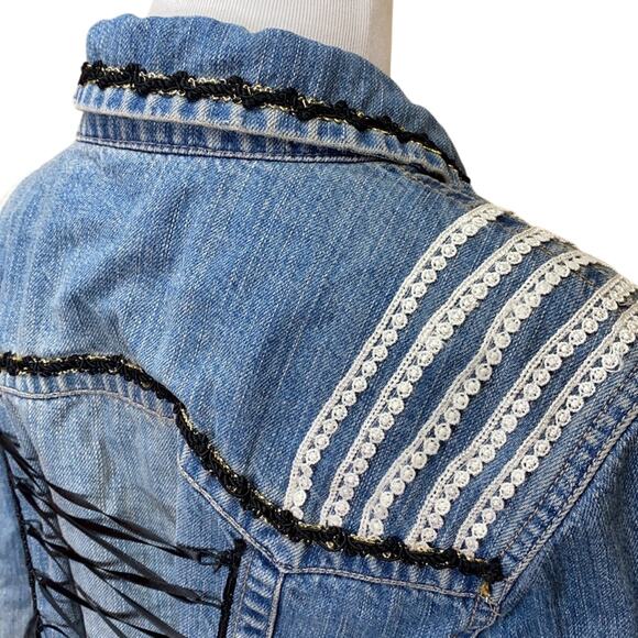 Sonoma Upcycled Lace Up Back Craft Jean Jacket - Picture 14 of 16